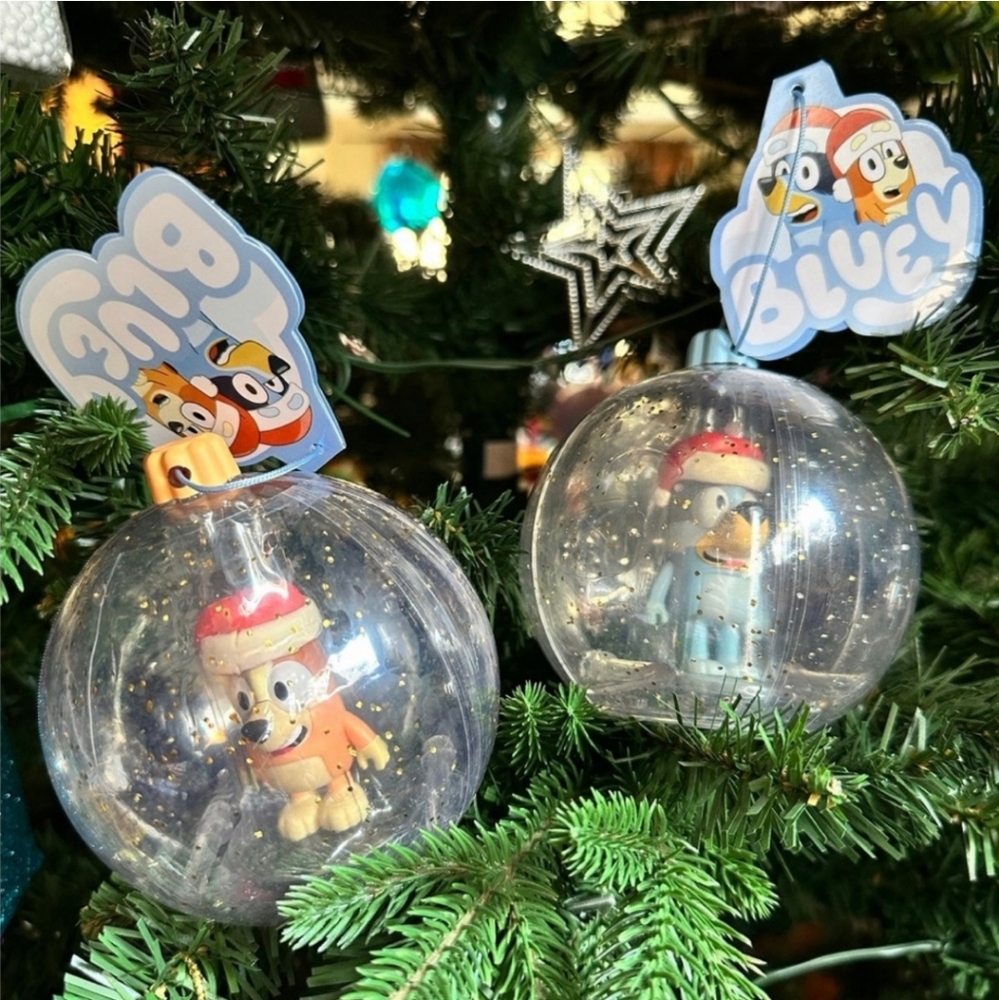 Target Bluey & Bingo Santa Hat Holiday Toy Figure Bauble Christmas Ornament Set